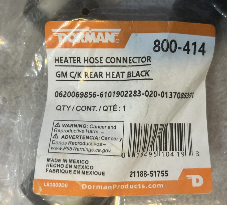 2PCS Heater Hose Connector 800-414 For GMC SIERRA YUKON XL 1500 2500 CHEVROLET - Image 2 of 3