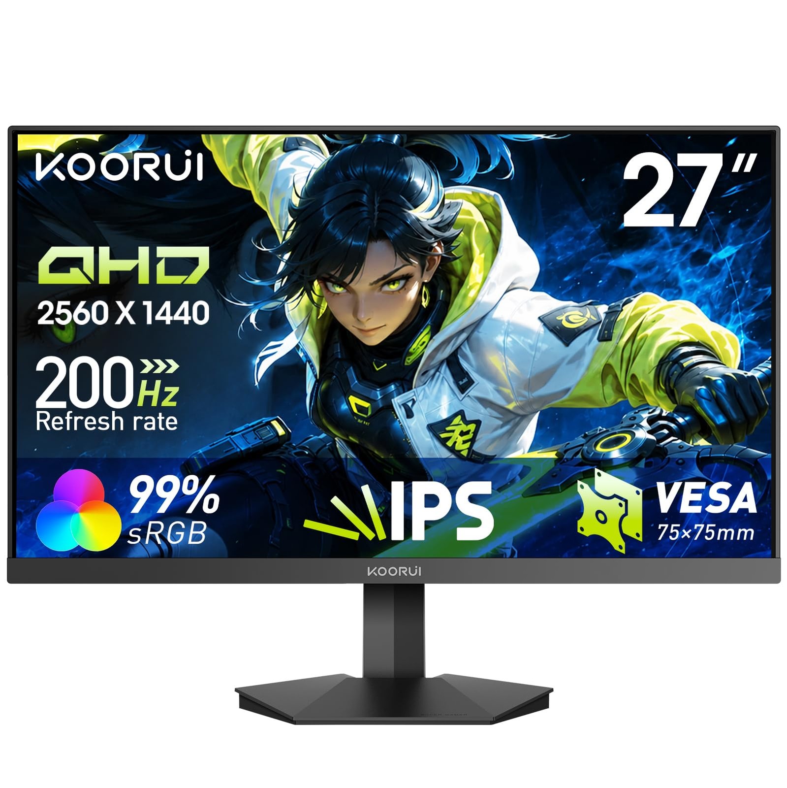 KOORUI Monitor Gaming 27 Pollici HDRHz IPS FHD Schermo PC G2711P 27 1080p