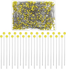 500 PCS Sewing Pins, Yellow Glass Head Straight Pins Stainless Steel Dressmaker