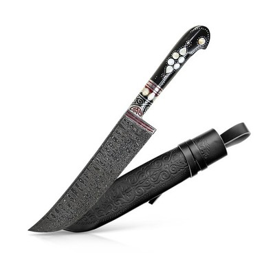 Usbekisches Kochmesser Pchak 28 cm. Пчак Messer Пичак Handarbeit Damaststahl 130