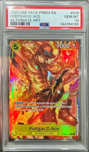 One Piece PRB02 The Best Vol 2 Portgas D Ace PRB02-018 Alt Art PSA 10 Gem Mint