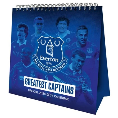 DANILO PROMOTIONS LTD 2026 Calendar Everton FC Month to View Football Desk Easel Official Product