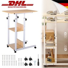 Laptoptisch HöHenverstellbar Computertisch +Rollen Laptop Beistelltisch 3 Ebenen
