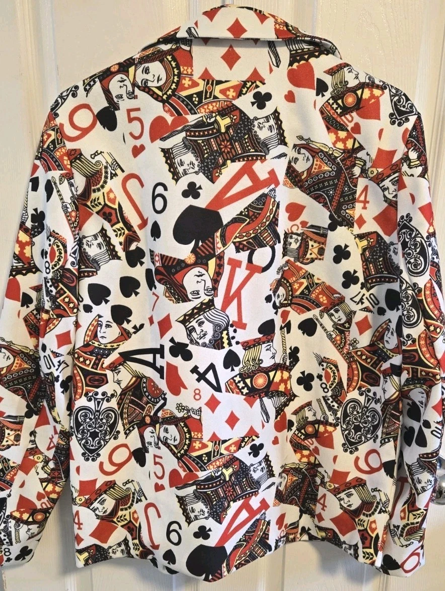 Playing Card Blazer Unisex L XL Casino Vegas Poker Halloween Statement Jacket - product detail image 6