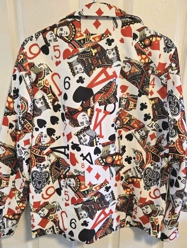 Playing Card Blazer Unisex L XL Casino Vegas Poker Halloween Statement Jacket image 6