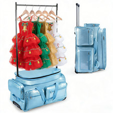 Dance Bag with Garment Rack 28" Glitter Blue Dance Costumes Rolling Bags