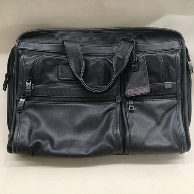 Sac à main d'affaires TUMI 2-Way Briefcase en cuir noir pour hommes 96108DH - Photo 1/4