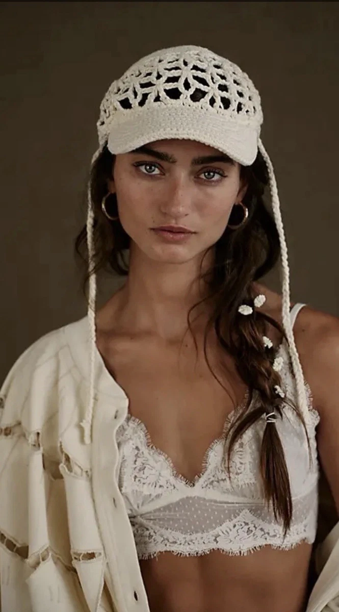 New Free People Silvie Brown Crochet Hat Free People Silvie Crochet Baseball Hat in Brown | Lyst UK main image 3