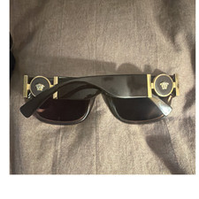 Versace 4369 Men's Square Full Rim Sunglasses Black Plastic Frame Tinted Lens
