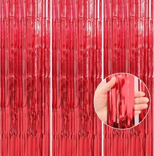 8 PCS 3.3x9.9 ft Red Foil Fringe Curtains Party Decorations Tinsel Streamers