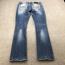 Vigoss Jeans Womens 7/8 Blue The Dallas Slim Boot Length 33 Embellished Pockets