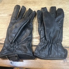 Leather Gloves Black Men's M/L Polyester Lined Wrist Solid Pattern Winter 6