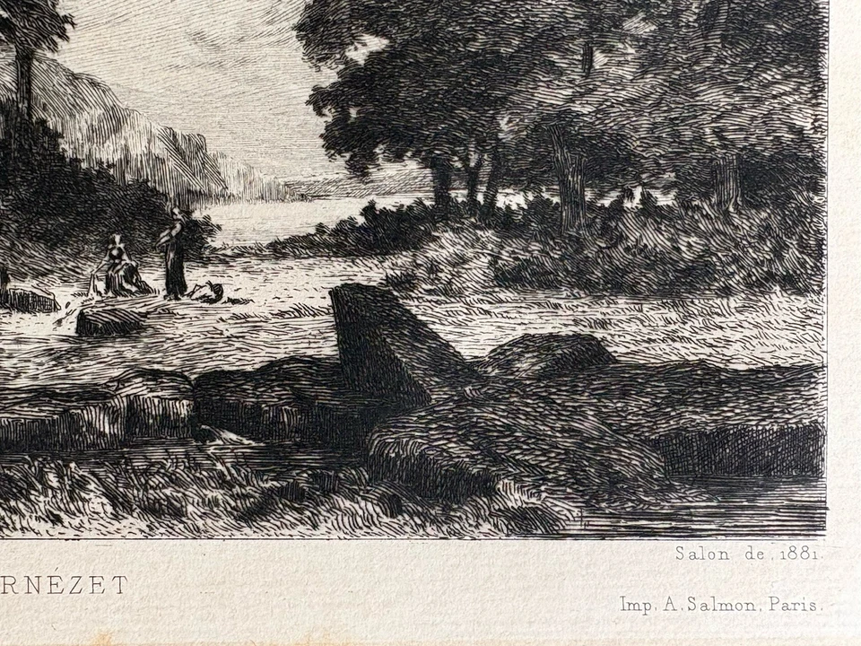 Théodore Rousseau Gravure Eau Forte Etching Paysage Le Marais Dans Les Landes - Photo 3/4