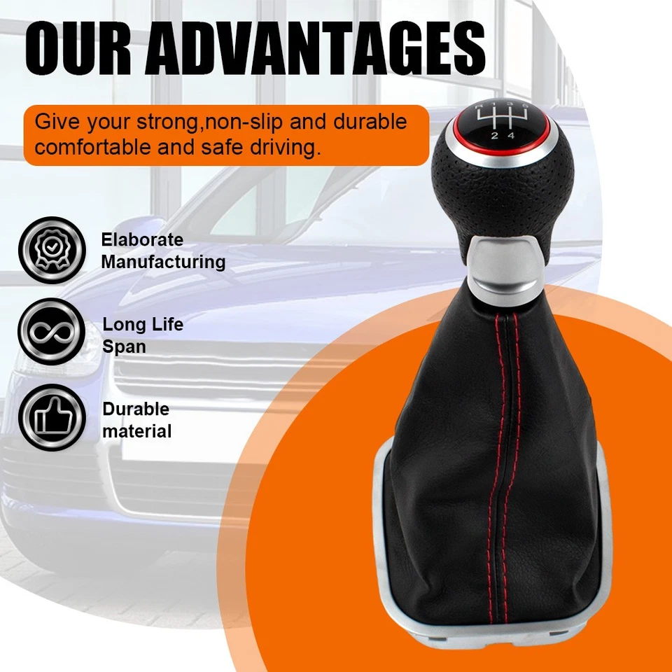 Pomo de cambio de marchas de 5 velocidades para VW Golf 6 MK6 GTI GTD R20 2009 2010 2011 2012 2013 Foto 2 de 4