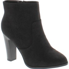 Delicious Women's Admit Almond Toe Chunky Wooden Heel Ankle Bootie