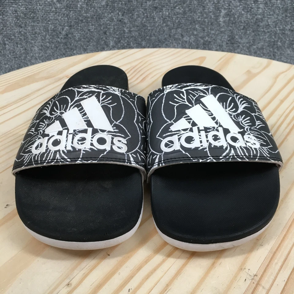 Adidas Sandalias Para Hombre 8 Adilette Cómodas Deslizables Negras Florales Punta Abierta Informales FV6331 Foto 4 de 4