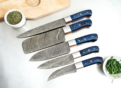 CUSTOM HAND MADE FORGED DAMASCUS STEEL CHEF KNIFE SET KITCHEN KNIVES 1550