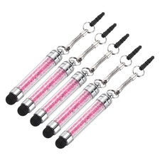 5Pcs Mini Crystal Capacitive Stylus Pen Phone Stylus with Jack Connector Purple
