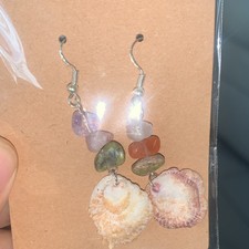 Shell & Stone Beaded Dangle Drop Earrings, Ho...