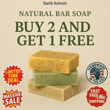 BUY 2 & Get 1 FREE Earth Solvent Natural Organic Bar Soap For Sensitive Skin 5oz
