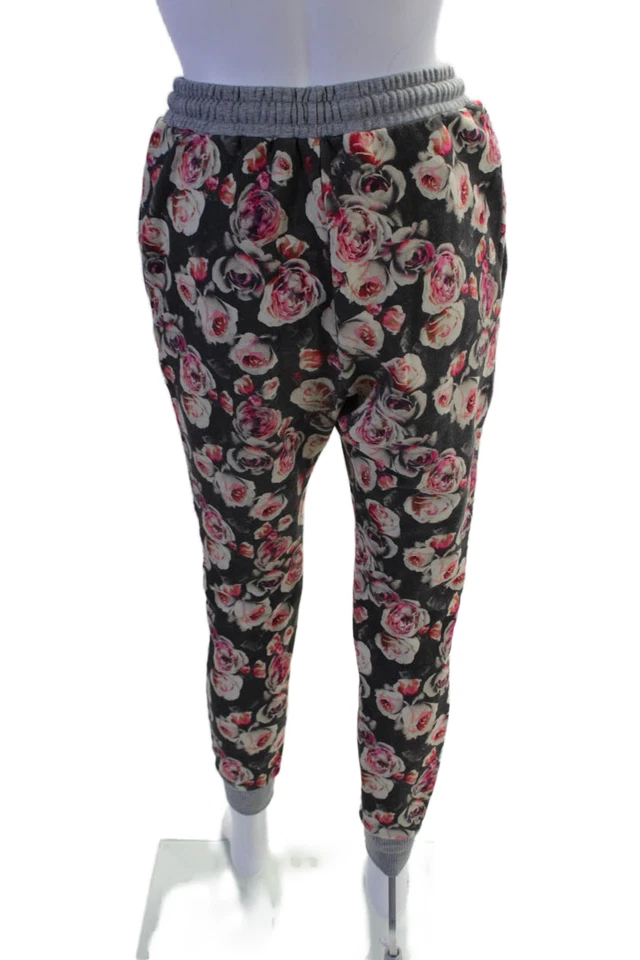 Pantalones de chándal Markus Lupfer para mujer de algodón negros con cordón floral talla S Foto 3 de 4