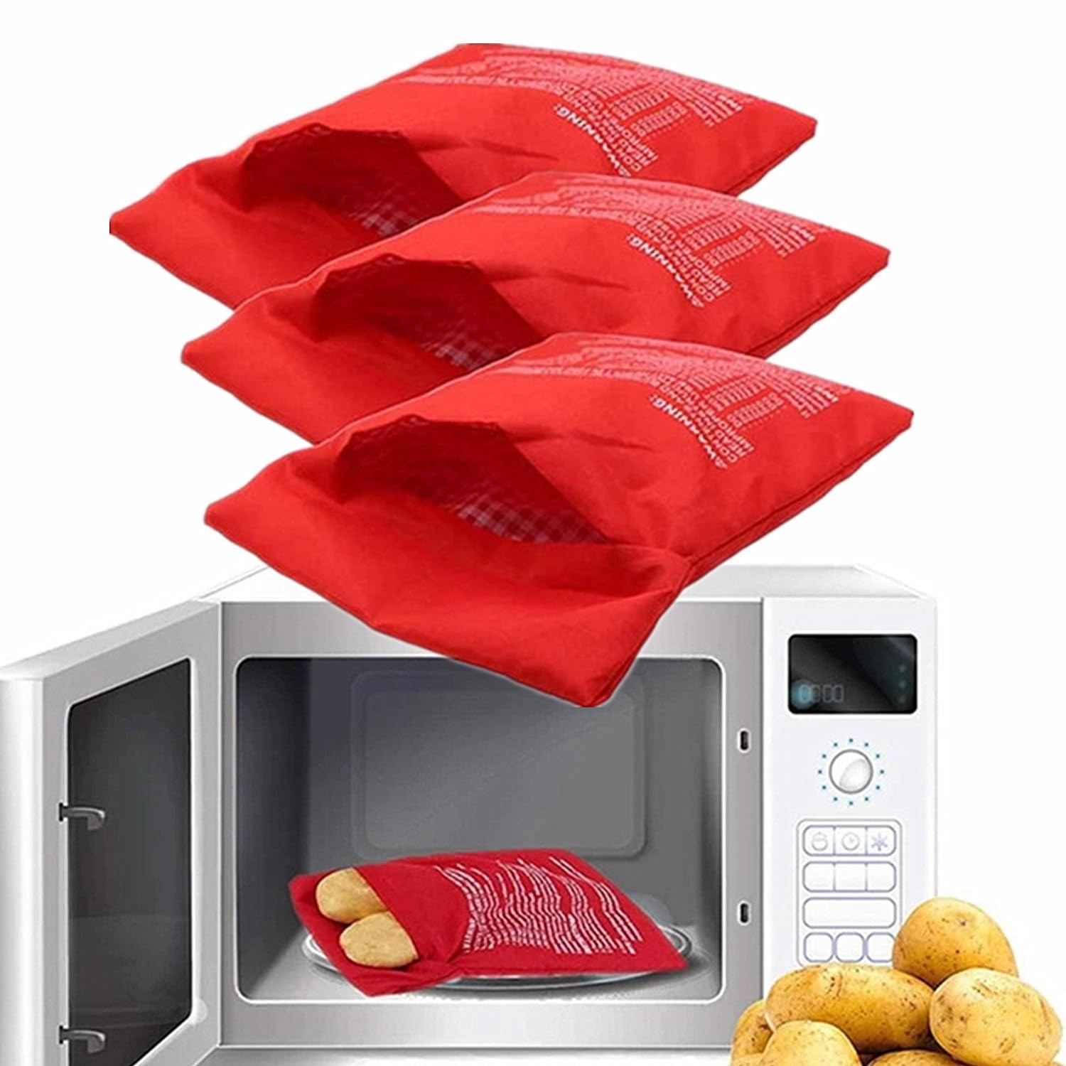 3 Pack Reusable Microwave Potato Bag Baking Pouch Potato Cooker Bags