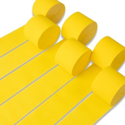 6 PCS Yellow Crepe Paper Streamers 492FT Easter Baby Shower Party Decoration