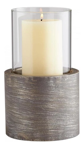 Graphite Valerian 12.25 Inch Tall Iron and Glass Candle Holder - Picture 1 of 1