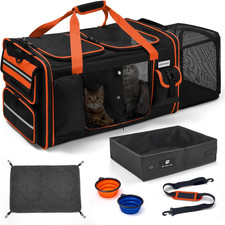 Expandable Extra Large Cat Carrier for 2 Cats with Litter Box for Kitten, Large