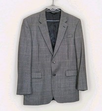 Jos A Bank Men's 42L Blazer 52 Silk 48 Wool Gray Houndstooth Sport Coat Jacket