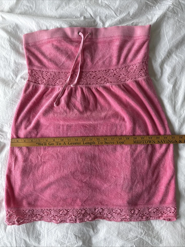 Cubrimiento de playa rosa tela de rizo Juicy Couture de colección de principios de la década de 2000 talla L Foto 2 de 4