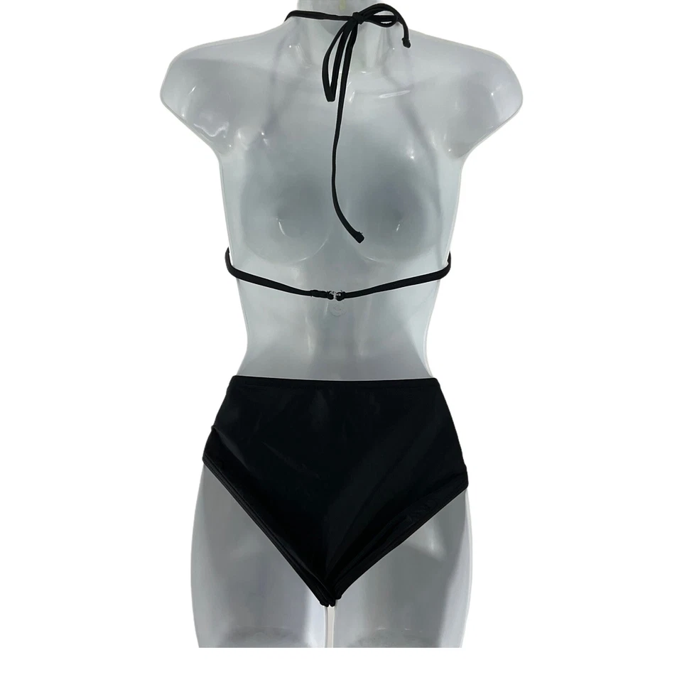 Malibu Dream Girl Bikini Womens Sz XL Black Wht Mesh Ruffle removable pads nwot - Image 3 of 4