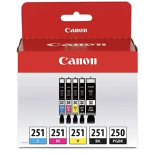 Canon 250 251 Ink Cartridge PGI250 CLI251 Set of 5 NEW OEM Genuine Setup No Box