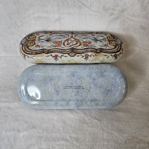 Brighton Metallic Eye Glasses Case Tin Romantic Beautiful Victorian Art Floral - Picture 4 of 4