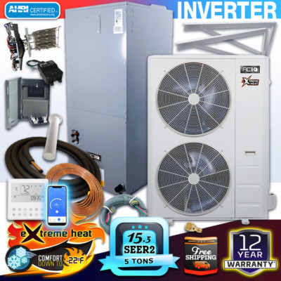 ACiQ 5 Ton 15.3 SEER2 Central Air Extreme Heat Pump AC Inverter Split System Kit