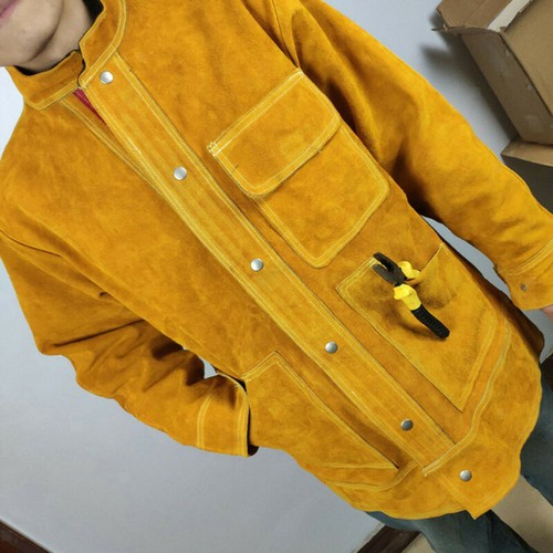 Strapazierfähige Schweißjacke 3xl hitzeflammfest Rindsleder Arbeitsmantel Schweißer Geschenk - Bild 12 von 17