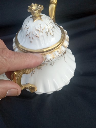 Ant. B&H Limoges Teeservice Teekanne Zuckerdose Milchkännchen Serpant Ausguss Gold Encruste - Bild 9 von 13