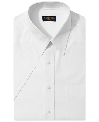 club room white dress shirt $80 Men Regular Fit Short-Sleeve Casual Cotton 14.5 Mens Club Room Pinpoint UNDER 300 Sizes:X Small Black Prom Outfits for Cotton shirt