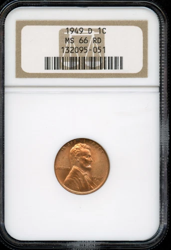 NGC - Wheat Cent - 1c - 1949 D - MS-66-RD
