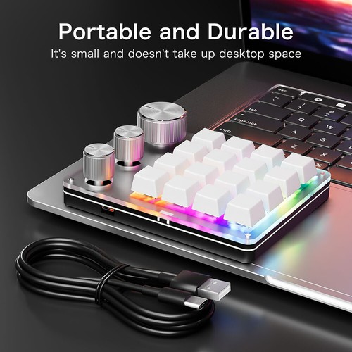 Clavier à une main 16 touches 3 boutons type C filaire/Bluetooth-compatible Macro Pad - Photo 9/18