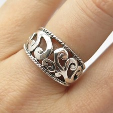 925 Sterling Silver Vintage Swirl Ring Size 7