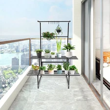 2 Shelves Plant Stand Carbon Steel Plant Holder Flower Pot Potted Holder Rack