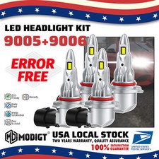 New 9005 9006 LED Headlights Kit COMBO Bulbs HIGH LOW Beam Super White Bright