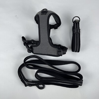 Truelove Pet Reflective Gray/BLK Small Nylon Dog Harness, Leash, Collar