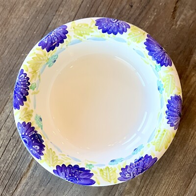 EUC Mint Trellis Cereal/Soup Bowl Kim Parker Purple Green Flowers Floral 2002  