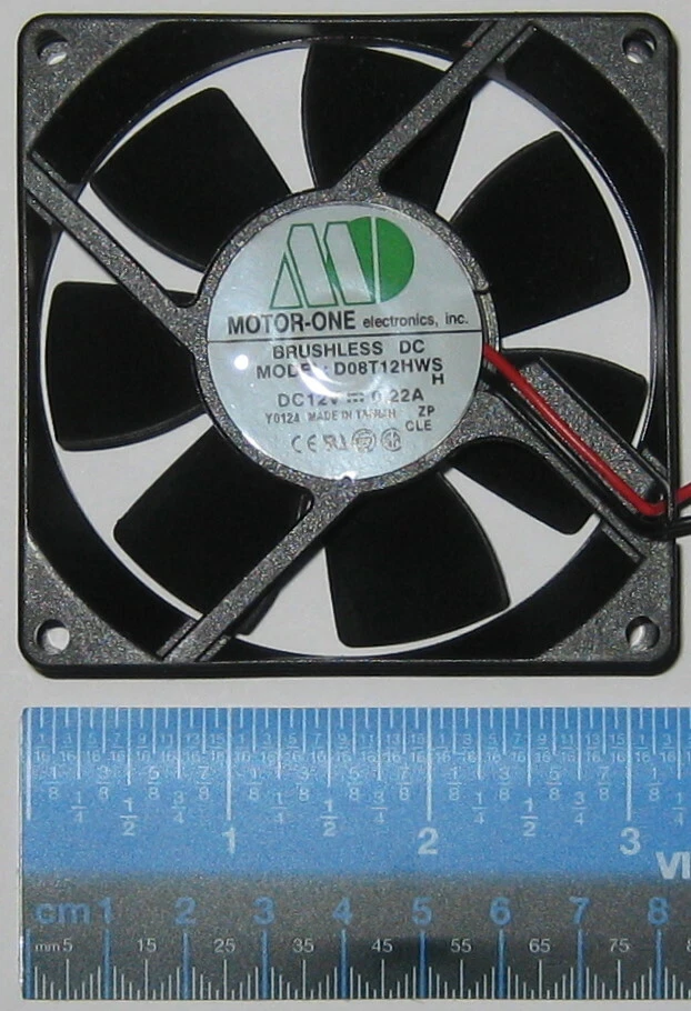 Motor One 80 mm Cooling Fan w/ 4 Pin Molex Male and Female Connectors - 12 V DC - Image 2 of 4