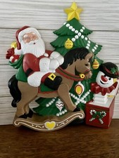 Vintage BURWOOD SANTA Sleigh CHRISTMAS RESIN Wall Decor 1990 Made In USA