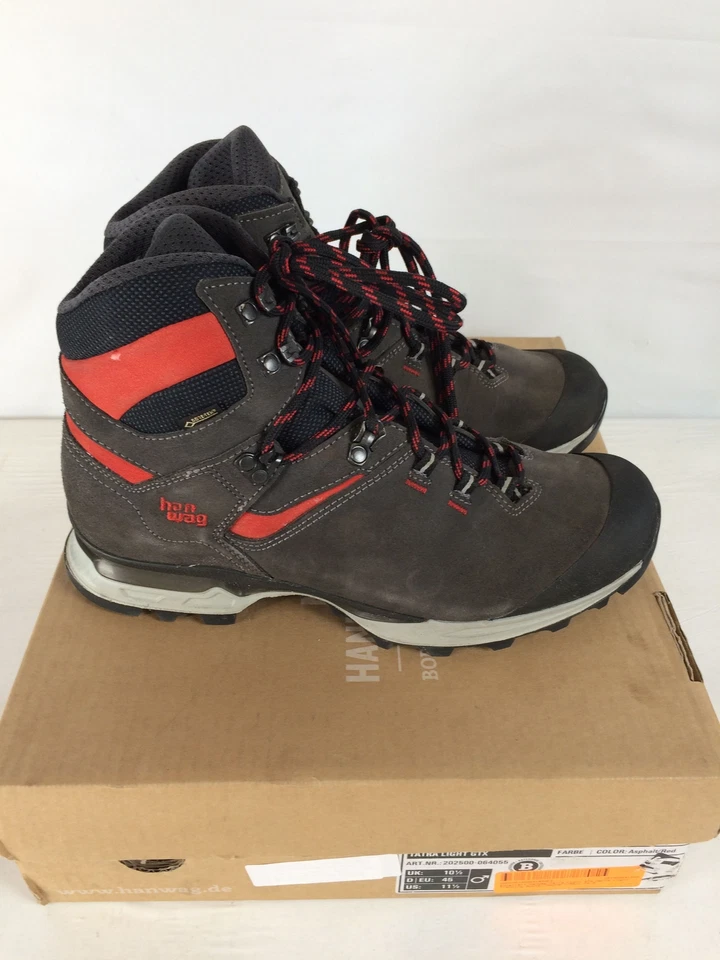 Excelentes botas de trekking ligeras Hanwag Tatra Light GTX para hombre, asfalto/rojo, M11.5 Foto 2 de 4