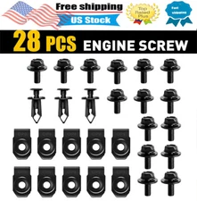 For Car Screw Body Fender Bumper Retainer U Nut Clips Gasket Fastener Metal 28PC