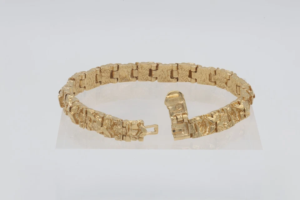 Золотой самородок браслет, 9 мм браслет, 14k тяжелое покрытие золото - Изображение 3 из 4